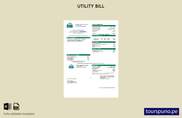 lista para imprimir plantilla de factura de servicios públicos ECUA de EE. UU.